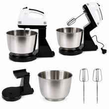 Electric Stand Mixer with Stainless Steel Bowl, White and Black