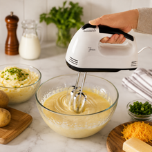 7-Speed Electric Hand Mixer with Beaters and Dough Hooks, White