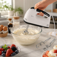 7-Speed Electric Hand Mixer with Beaters and Dough Hooks, White