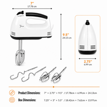 7-Speed Electric Hand Mixer with Beaters and Dough Hooks, White