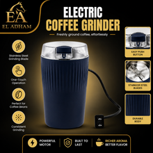 Electric Coffee and Spice Grinder with Stainless Steel Blade, Navy Blue, 6.5 Inch