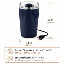 Electric Coffee and Spice Grinder with Stainless Steel Blade, Navy Blue, 6.5 Inch