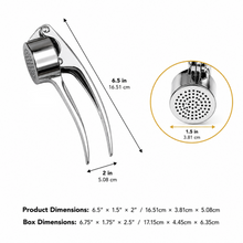 Stainless Steel Garlic Press Crusher with Long Handles, 6.5 Inch