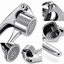 Stainless Steel Garlic Press Crusher with Long Handles, 6.5 Inch