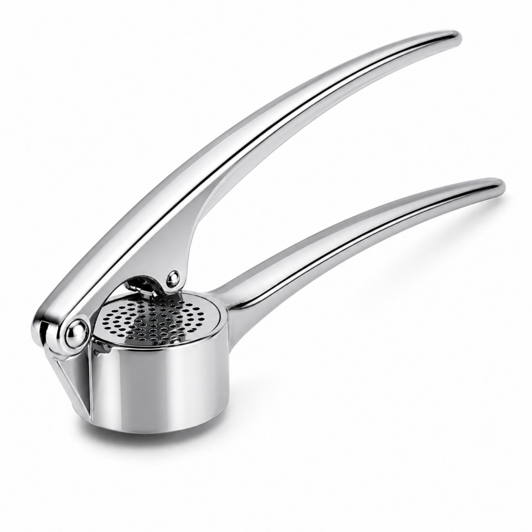 Stainless Steel Garlic Press Crusher with Long Handles, 6.5 Inch