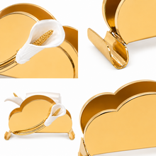 Decorative Gold Tissue Holder with White Calla Lily Accents