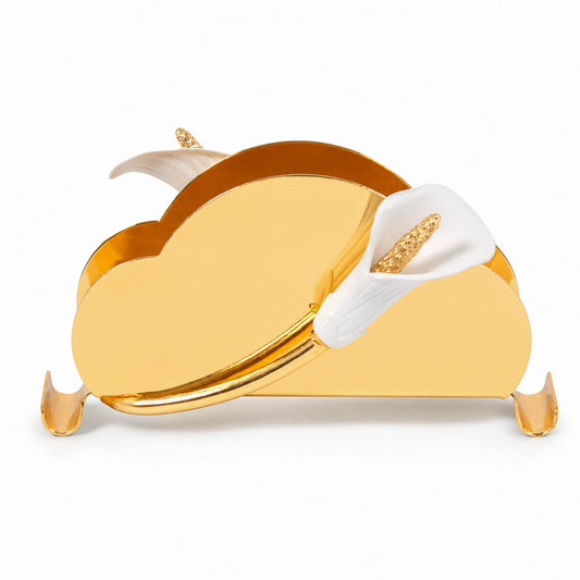 Luxury Gold Tissue Holder Gold with Calla Lily Accents