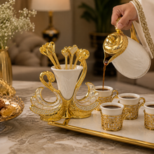 Luxury Gold-Tone Swan Coffee Serving Set with Decorative Spoon Holder and Spoons