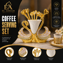 Luxury Gold-Tone Swan Coffee Serving Set with Decorative Spoon Holder and Spoons