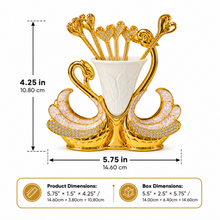 Luxury Gold-Tone Swan Coffee Serving Set with Decorative Spoon Holder and Spoons