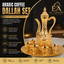 Luxury Gold Arabic Coffee Dallah Set With Tray and Cups