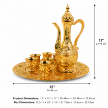 Luxury Gold Arabic Coffee Dallah Set With Tray and Cups