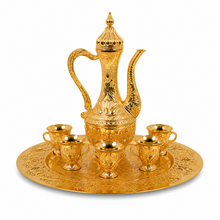 Luxury Gold Arabic Coffee Dallah Set With Tray and Cups