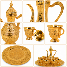 Luxury Gold Arabic Coffee Dallah Set With Tray and Cups