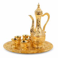 Luxury Gold Arabic Coffee Dallah Set With Tray and Cups