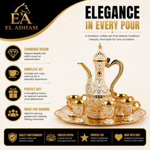 Luxury Gold & White Arabic Coffee Dallah Set with Serving Tray and 4 Cups