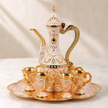 Luxury Gold and White Arabic Coffee Dallah Set With Tray and Cups