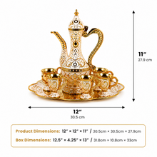 Luxury Gold & White Arabic Coffee Dallah Set with Serving Tray and 4 Cups