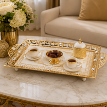 Gold-Tone and Glass Serving Tray with Crystal-Style Accents, 22.75 Inch