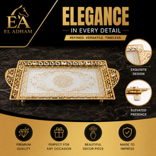 Gold-Tone and Glass Serving Tray with Crystal-Style Accents, 22.75 Inch
