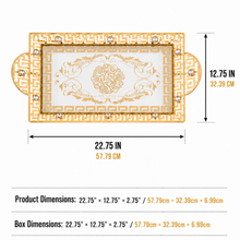Gold-Tone and Glass Serving Tray with Crystal-Style Accents, 22.75 Inch