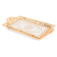 Gold-Tone and Glass Serving Tray with Crystal-Style Accents, 22.75 Inch