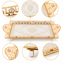 Gold-Tone and Glass Serving Tray with Crystal-Style Accents, 22.75 Inch
