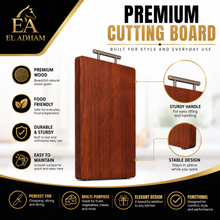 Wood Cutting Board with Stainless Steel Handle, 18 x 12.25 Inch