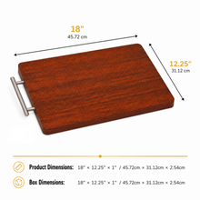 Wood Cutting Board with Stainless Steel Handle, 18 x 12.25 Inch