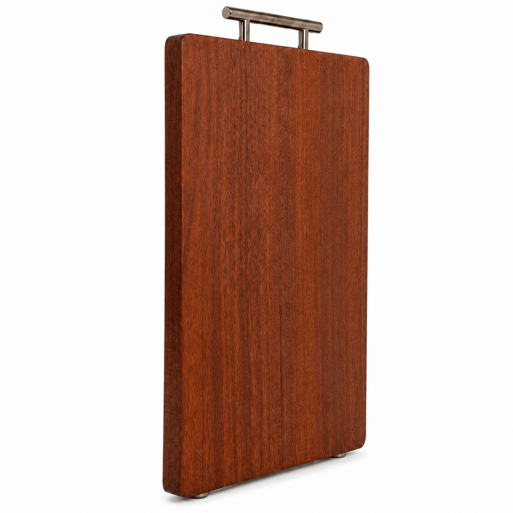 Wood Cutting Board with Stainless Steel Handle, 18 x 12.25 Inch