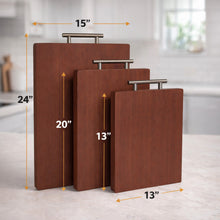 Premium Wood Cutting Board with a Stainless Steel Handle 20''x13''