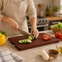 Premium Wood Cutting Board with a Stainless Steel Handle 20''x13''