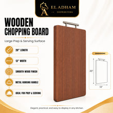 Premium Wood Cutting Board with a Stainless Steel Handle 20''x13''
