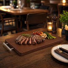 Wooden Cutting Board with Stainless Steel Handle, 24 x 15 Inch