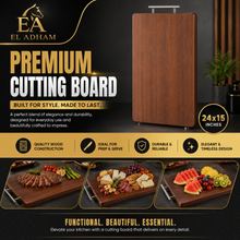 Wooden Cutting Board with Stainless Steel Handle, 24 x 15 Inch