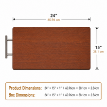 Wooden Cutting Board with Stainless Steel Handle, 24 x 15 Inch