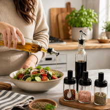 Modern Oil and Vinegar Set with Spice Jars 6-Piece