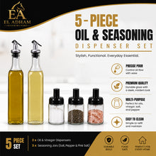 Modern Oil and Vinegar Set with Spice Jars 6-Piece