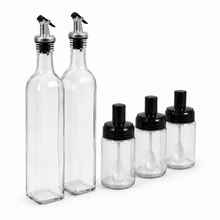 Modern Oil and Vinegar Set with Spice Jars 6-Piece