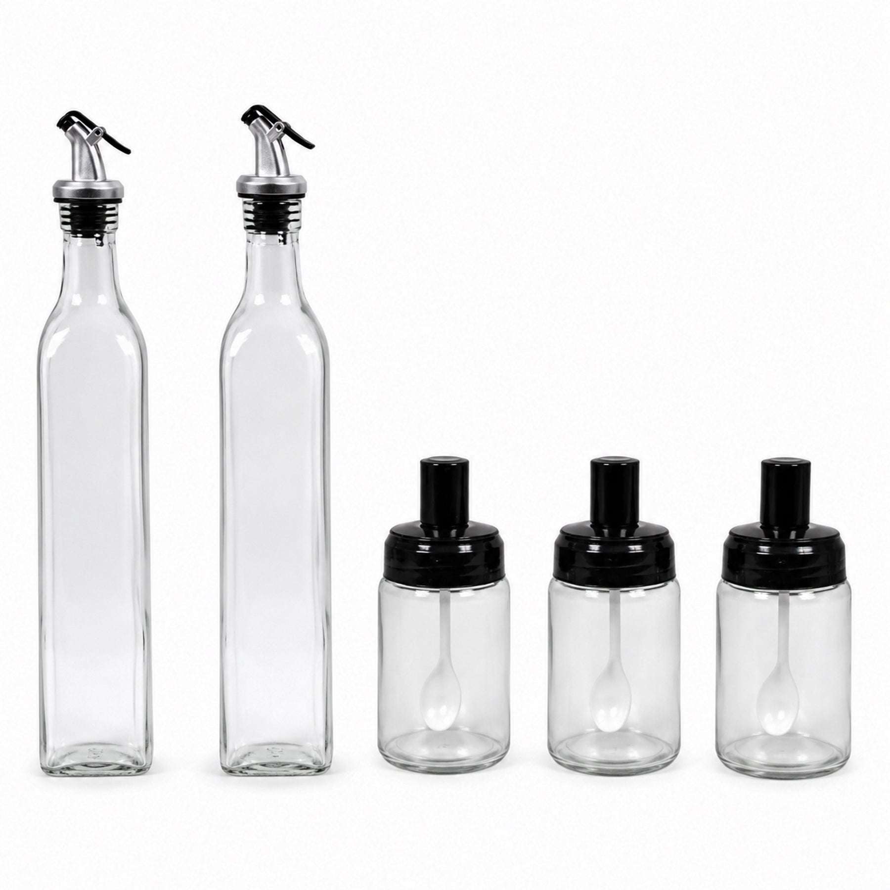 Modern Oil and Vinegar Set with Spice Jars 6-Piece