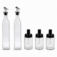 Modern Oil and Vinegar Set with Spice Jars 6-Piece