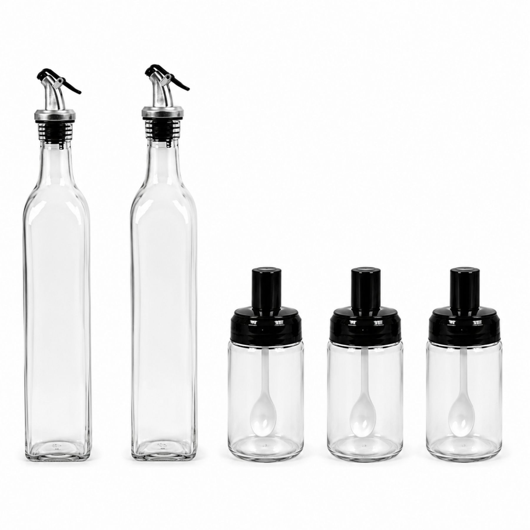 Modern Oil and Vinegar Set with Spice Jars 6-Piece