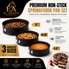 3-Piece Round Springform Cake Pan Set, 9.5, 10.25 and 11 Inch