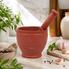 Plastic Orange Mortar and Pestle Set For Grinding Spices and Herbs