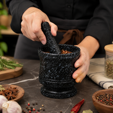 Plastic Marble Black Mortar and Pestle SET FOR Grinding Spices and Herbs