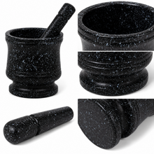 Plastic Marble Black Mortar and Pestle SET FOR Grinding Spices and Herbs
