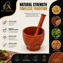 Plastic Mortar and Pestle Set, Orange Wood-Grain Finish, 8 Inch