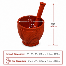 Plastic Mortar and Pestle Set, Orange Wood-Grain Finish, 8 Inch