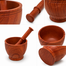 Plastic Mortar and Pestle Set, Orange Wood-Grain Finish, 8 Inch