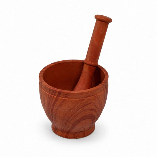 Plastic Marble Orange Mortar and Pestle SET FOR Grinding Spices and Herbs